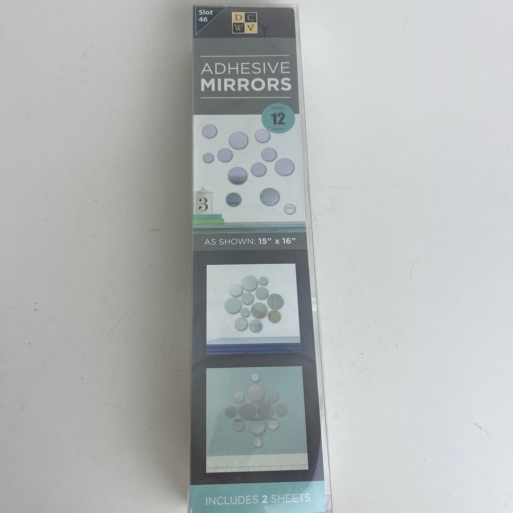 12 Adhesive Small Removable Round Acrylic Mirror Setting Wall Sticker 2-3” Each